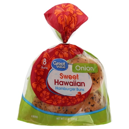 Great Value Sweet Hawaiian Onion Hamburger Buns, 12 oz, 8 Count