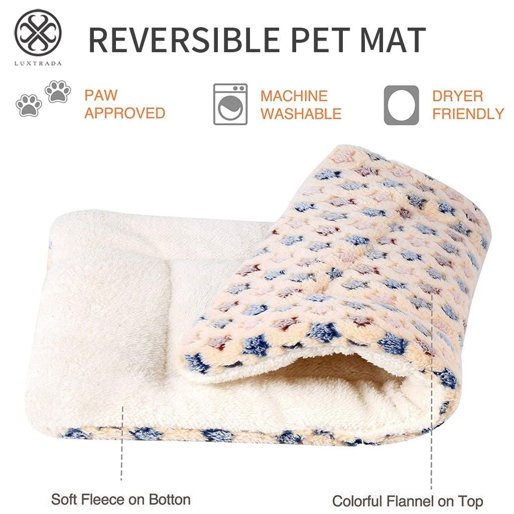 Luxtrada Pet Dog Bed with Cute Prints Soft Flannel Crate Bed Mat Machine Washable Pet Bed Liner for Middle dog(Yellow,L)