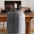 thumbnail image 2 of Table Runner Dresser Scarves 70 Inch Long, Black Grey White Gradient Ombre Linen Dining Table Runners Watercolor Ink Painting Art Tabletop Scarf for Wedding Holiday Party Kitchen, 2 of 7