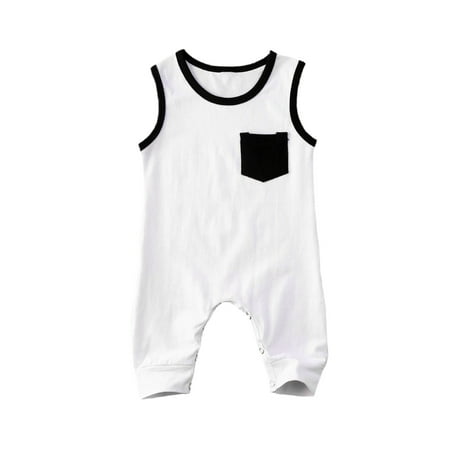 

IZhansean Newborn Baby Boy Girl Sleeveless Romper Jumpsuit Summer Casual Clothes Sunsuit White 3-6 Months