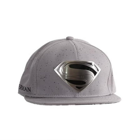 Flat Bill Baseball - Man of Steel Men's Grey Superman Logo Snapback Flat Billed Baseball Hat EMSM2357
