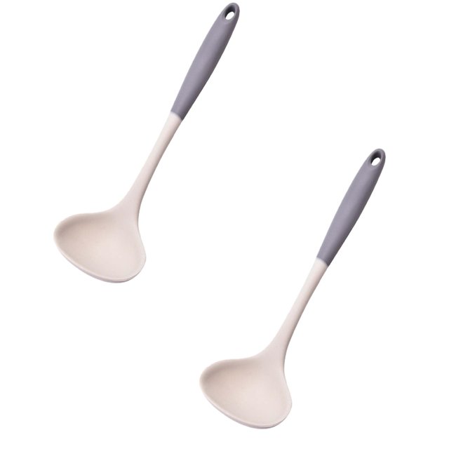 Oleegame 2PC Kitchen Utensils Set Silicone Kitchenware Set Spatula Spoon Colander Insulated Food Grade Non Stick Pan Household Kitchen Supplies Tools White