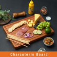 thumbnail image 4 of Tabla De Cortar De Madera De Bambú Para Cocina, Tabla De Charcutería De Queso Con Bloque De Carnicero De 1 "De Espesor, Con Asas Laterales Y Ranuras Para Jugo, 16X11", 4 of 5