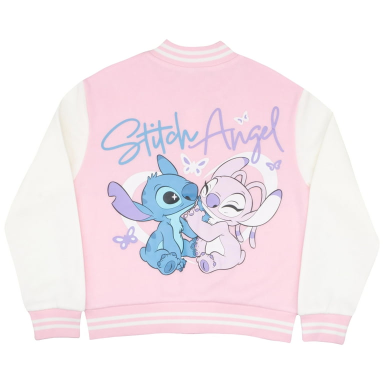 Disney Lilo & Stitch Girl's Zip-Up Varsity Bomber Jacket
