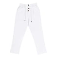 thumbnail image 5 of Domuza Men's Linen Pants Lightweight Drawstring Elastic Waist Pockets Loose Fit Straight Legs Summer Beach Yoga with Pockets White 2XL, 5 of 6