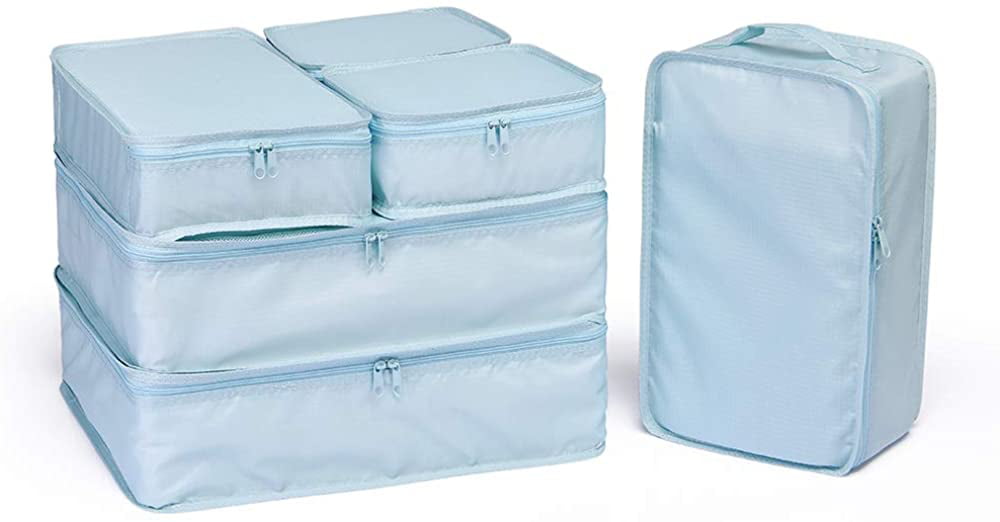 Luggage Organizer for Travel & Storage Suitcase 3pc Packing Cubes + Shoe Bag 