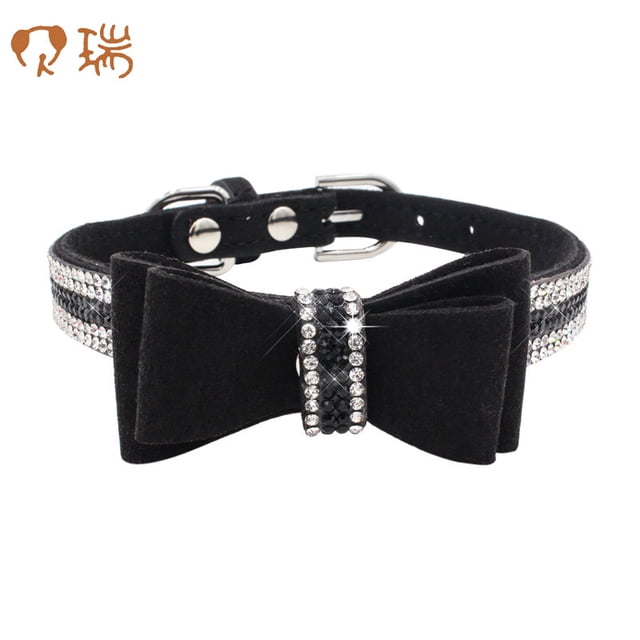 Adjustable Bling Crystal Pet Collars with Bowknot for Dogs Cats Wear
