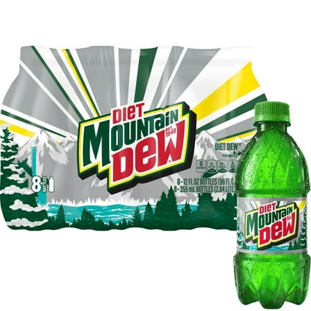 Diet Mountain Dew Citrus Soda Pop, 12 fl oz, 8 Pack Bottles