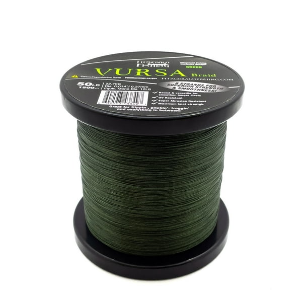 Fitzgerald Vursa Braid Green, 65 lb 1500 yd, Fishing Braided Line, 8
