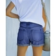 thumbnail image 4 of ONLYSHE Denim Shorts for Women Mid Rise Ripped Jean Shorts Stretchy Folded Hem Hot Short Jeans, 4 of 5