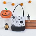 thumbnail image 5 of Halloween Trick or Treat Bucket with Spooky Pumpkin, Bat, Spider, and Lightning Print – Durable Fabric Candy Bag, 5 of 5