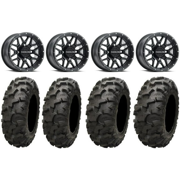 Raceline Krank 14" Black Wheels 28" Blackwater Tires Polaris RZR XP 1000 / PRO XP / Ranger XP 900/1000