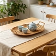 thumbnail image 6 of Yhmxh Oval Handwoven Rattan Serving Tray with Double Handles, Woven Bread Basket & Fruit Bowl for Kitchen Counter, Stackable Wicker Platter Plastic Rattan Baskets for Fruits, Snacks, Fries, Bread, 6 of 6