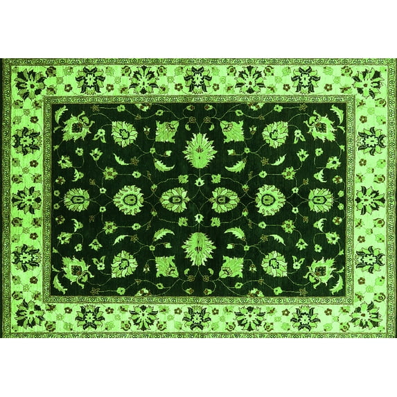 Ahgly Company Indoor Rectangle Oriental Green Traditional Area Rugs, 3' x 5'