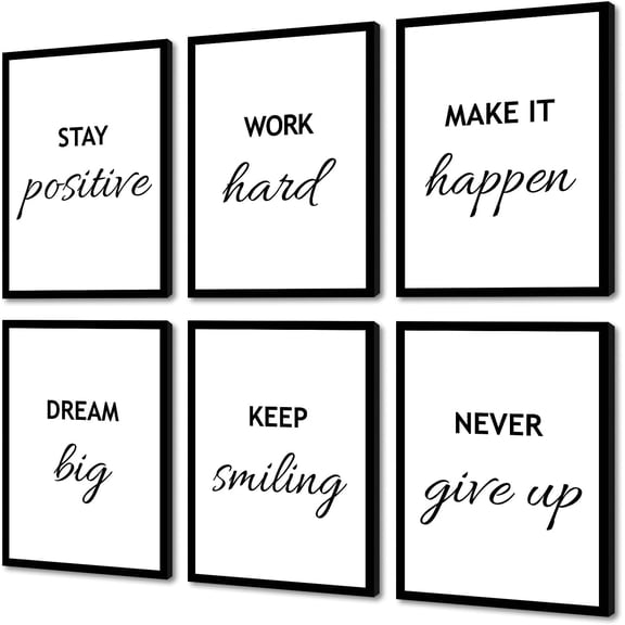 FCCUYE Set of 3 Motivational Wall Art Canvas Grind Hustle Execute Black and White Wall Decor Inspirational Words Quotes Posters for Home Office Workplace Proverbs Living Room Paintings(Framed,16x24)