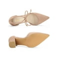 thumbnail image 4 of BLISSFUL STEP Women's High Block Heels Pointed Toe Ankle Strap Dress Shoes​ Nude 6, 4 of 7