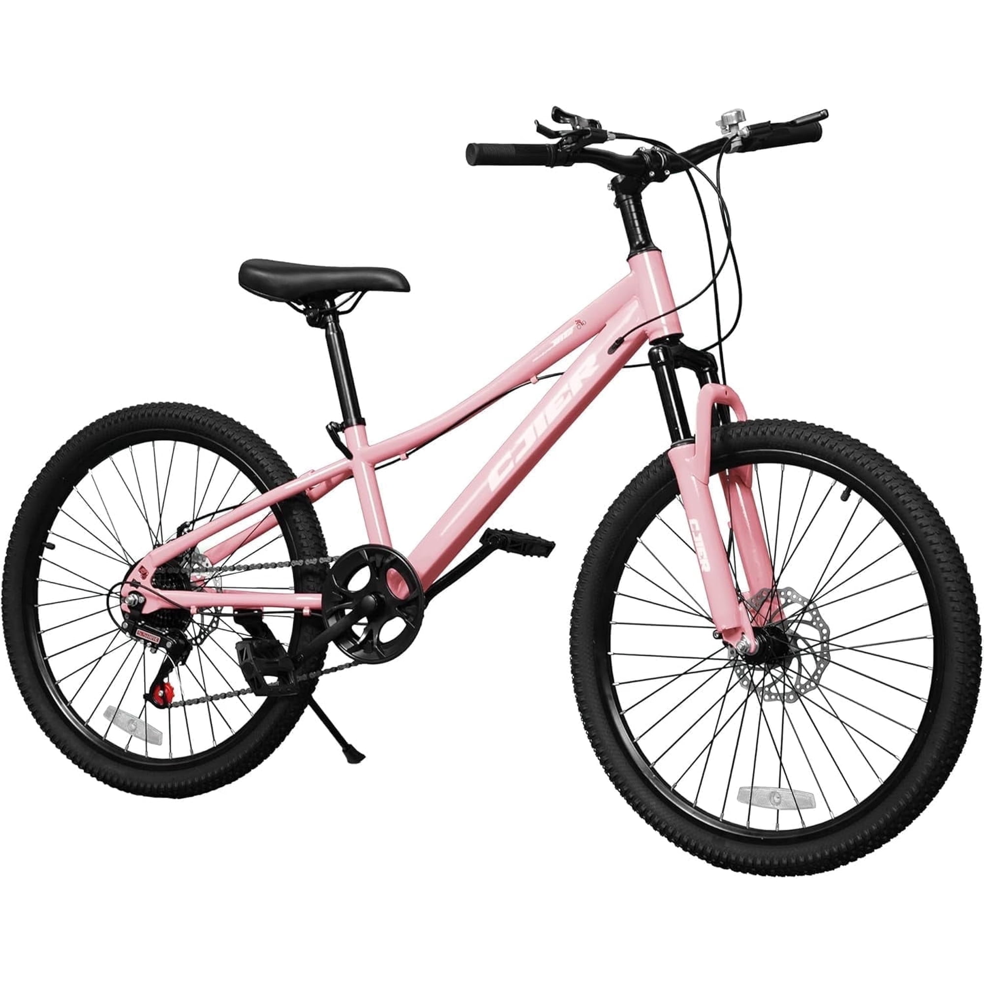 Akaber 24" Kids Mountain Bike for Kids 6-12, 7 Speeds Drivetrain Kids Bike, Girls Boys Bike with Suspension Fork, Dual-Disc Brake, Anti-Slip Butyl Tires, Pink