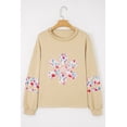 thumbnail image 4 of Pale Khaki Floral Applique Baggy Pullover Sweatshirt, 4 of 8