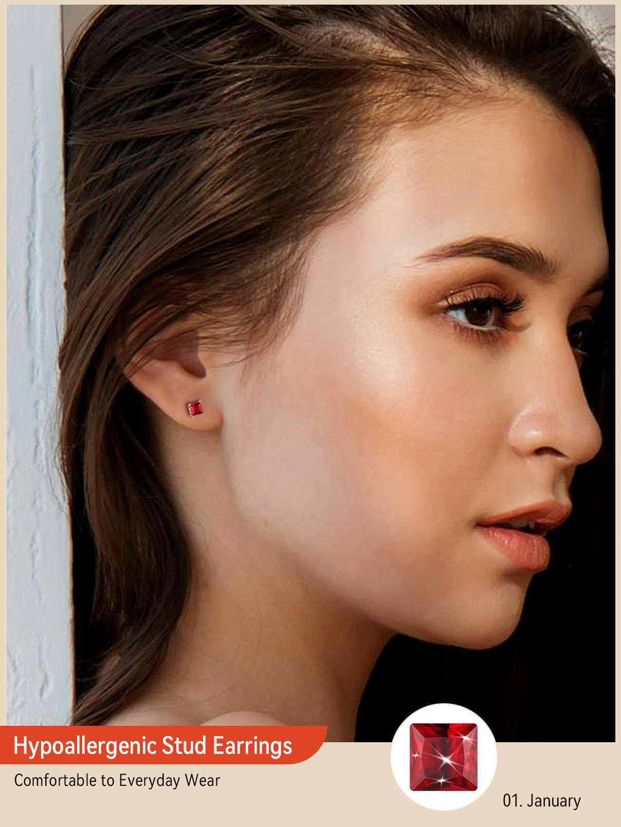 FaithHeart January Birthstone Sterling Silver Stud Earrings photo 2