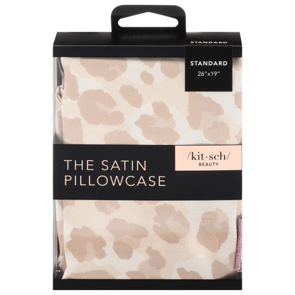 Kitsch 100 Satin Pillowcase, Vegan Silk Pillowcase, Standard (Leopard