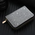 thumbnail image 1 of Bolsa de almacenamiento de tarjetas para mujer, monedero elegante, cartera pequeña con diamantes de imitación para mujer, tarjetero con cremallera, 1 of 5