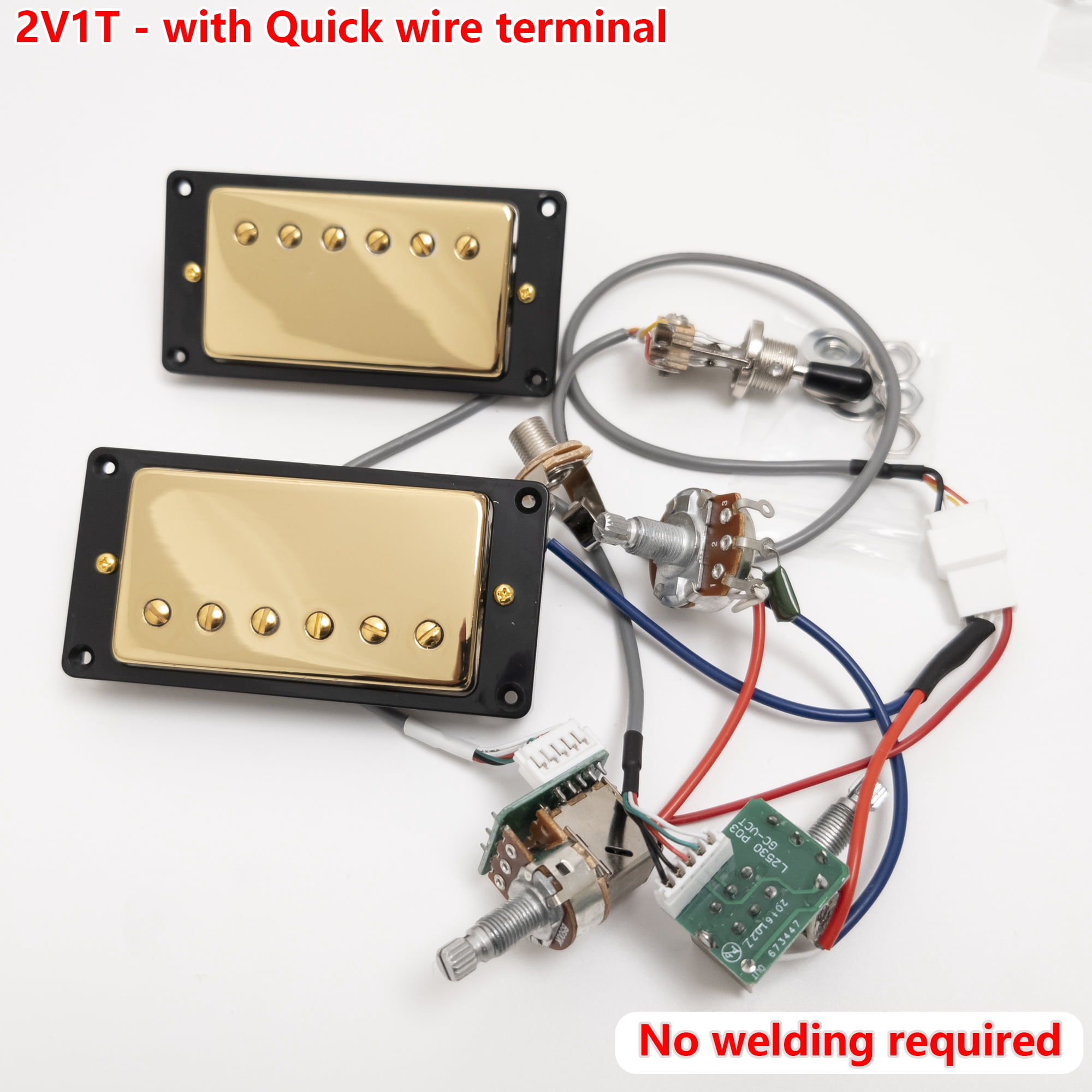 Guitar Alnico V Humbucker Pickups, 4C, with 2V1T Quick Connect Wiring Harness, For Gibson LP Guitar