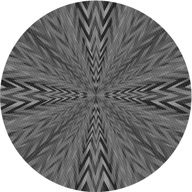 Ahgly Tapis Gris de Style Transitionnel Rond d'Intérieur, Lavable à la Machine, Company, 7 Pieds Rond