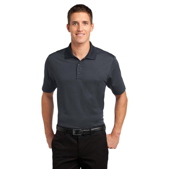 Port Authority K558 Mens Fine Stripe Performance Polo T-Shirt, Graphite & Black - Extra Small