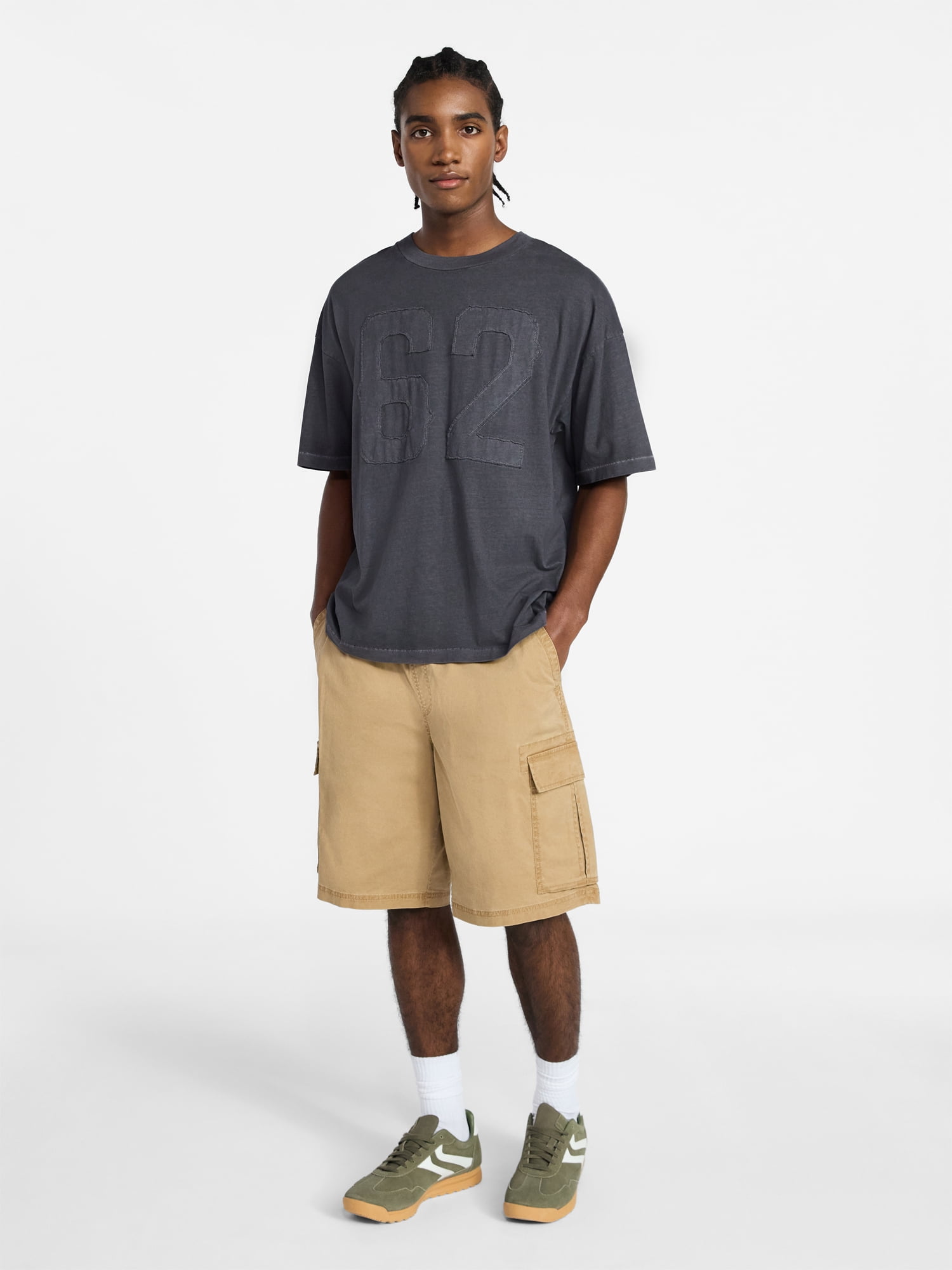 No Boundaries Boxy Number Tee with Short Sleeves, Men's XS-5XL