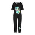 thumbnail image 4 of BVnarty Women's Dragonfly Print Summer Pajama Set Loose Short Sleeve Round Neck T-Shirt Drawstring Pants Homewear 2 Piece Outfits Tracksuit Black XXXXXL, 4 of 5