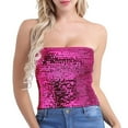 thumbnail image 5 of Women Sparkly Sequins Crop Tube Top Strapless Off Shoulder Metallic Wrap Chest Stretchy Bandeau Party Clubwear, 5 of 9