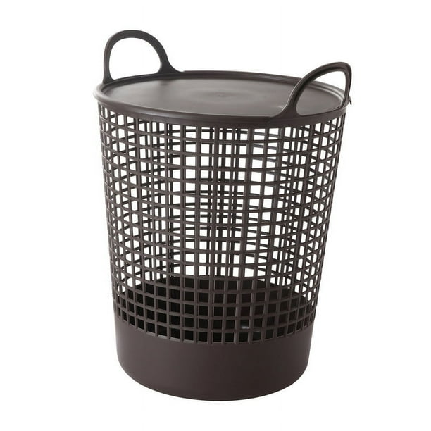 Cesta de almacenamiento de plástico, cesta de lavandería grande con tapa, cesta de ropa sucia, cesta de almacenamiento portátil