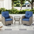 thumbnail image 3 of PARKWELL 5-Piece Outdoor Patio Conversation Set,Wicker 4-Seat High Back Furniture with Glider Loveseat, Swivel Gliders, and Coffee Table,Gray Wicker Navy Cushions, 3 of 12