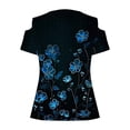 thumbnail image 4 of Viikei Women's Short Sleeve Tops for Summer Casual Outfits,Women's New Short-sleeved Off-the-shoulder Cutout Casual Printed Black XL, 4 of 5