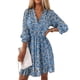 thumbnail image 2 of VISgogo Vestido de Mujer, Media Manga Cuello en V Estampado Floral Cintura Alta Adelgazante Patchwork Casual Club Vestido de Fiesta VISgogo moda, 2 of 4