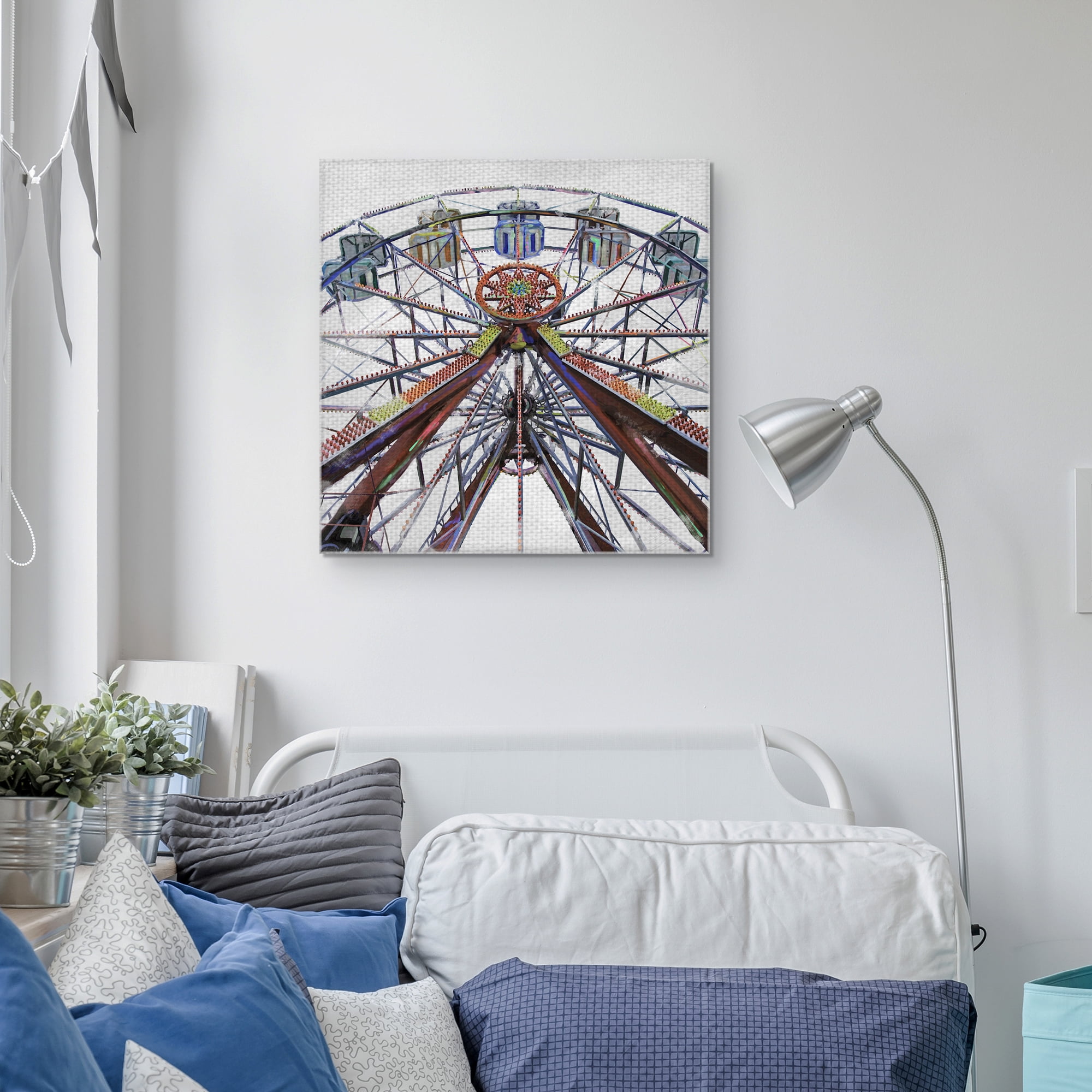 Fine Art Canvas Freewheeling Light Ferris Wheel by Studio Arts Canvas Art Print