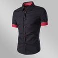 thumbnail image 3 of Short Sleeve Shirts for Men Button-Down Collared Tshirts Shirt Mens Cotton-Blend Color-Block Plaid Slim Casual Office Work Tees Tops, 3 of 4