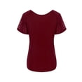 thumbnail image 4 of DYMADE Women Basic Casual Short Sleeve Tops Summer Pullover Crewneck Splice T-Shirts, 4 of 7