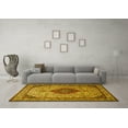thumbnail image 3 of Ahgly Company Machine Washable Indoor Square Medallion Yellow Traditional Area Rugs, 6' Square, 3 of 4