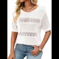 thumbnail image 2 of Suéteres de Corta para Mujer, Suéter de Cuello Redondo de Verano, Tops de Crochet. XL, 2 of 9