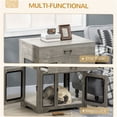 thumbnail image 5 of JERFIT Modern End Table Dog Crate Furniture with Washable Cushion, 2-Door Wooden Kennel for Small Medium Dogs, Side Table with Storage Drawer, Grey, 5 of 8