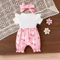 thumbnail image 4 of CAICJ98 Newborn Baby Girl Clothes Summer Short Sleeve Romper Floral Bow Short Jumpsuit Infant Cute Outfits (Red,12-18 Months), 4 of 7