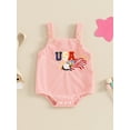thumbnail image 5 of Aojekbee Infant Baby 4th of July Overalls Letter Embroidery Neck Sleeveless Ribbed Bodysuit, 5 of 10