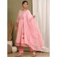 thumbnail image 2 of Indian Women Anarkali Style Cotton Kurta Pant Dupatta Set Designer Tunic Kurti Size 40, 2 of 4