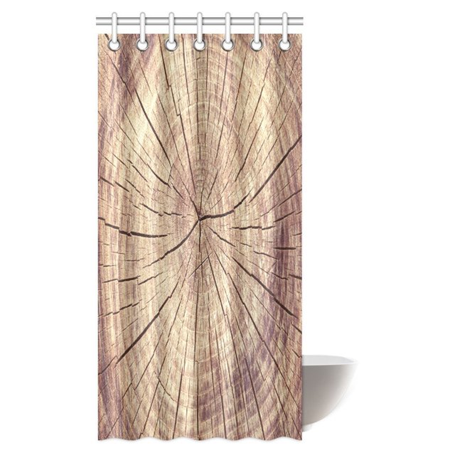ABPHQTO Árbol de la vida Cortina de ducha Anillos de árbol Corte de sierra Tronco Bosque Crecimiento de madera Madera Vieja Grieta seca Años Cortina de ducha de baño 90x180 cm