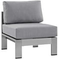 thumbnail image 2 of Modway Shore 3 Piece Outdoor Patio Aluminum Sectional Sofa Set in Silver Gray, 2 of 6