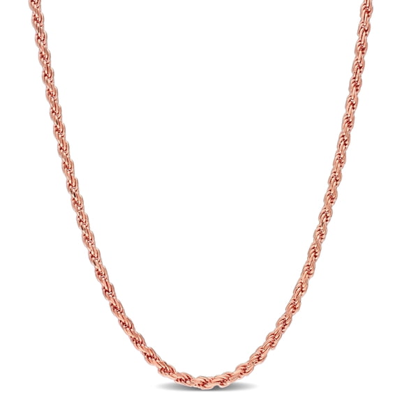 Everly Women's 2.2mm Rose Gold Flash Plated Sterling Silver Rope Chain Necklace