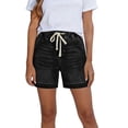 thumbnail image 4 of Jean Shorts for Women High Waisted Pull on Drawstring Elastic Waist Trendy Stretchy Denim Wide Leg Jorts Summer Shorts with Pockets L, 4 of 6