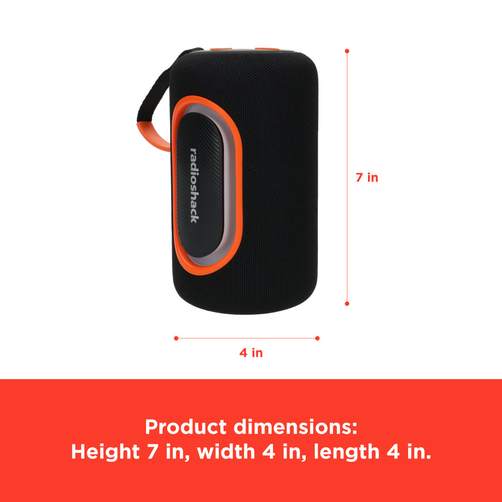 RadioShack Wireless Speaker, 20W, Bluetooth 5.3, RGB Lights, Waterproof IPX5, Portable