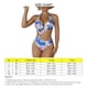 thumbnail image 5 of Traje de baño de bikini para mujer, traje de baño de una pieza con teñido anudado, corte alto, cuello halter, sin espalda, anillo en O, traje de baño azul XXL, 5 of 6